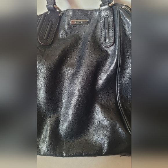 GUC Rebecca Minkoff Romeo Leather  Satchel Ostrich Style Black - Picture 4 of 16